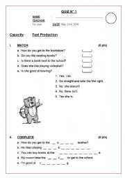 English Worksheet: QUIS 5TH GRADE