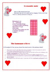 English worksheet: Romantic Quiz
