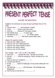 English Worksheet: PRESENT PERFECT TENSE 