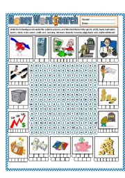 English Worksheet: Money Wordsearch (part 2)