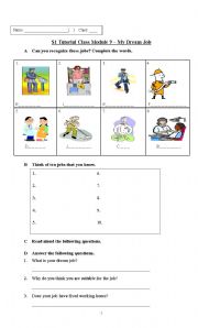 English Worksheet: My Dream Job