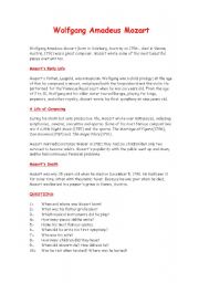 English Worksheet: MOZART