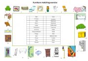 English Worksheet: Furniture matching exercise