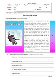 English Worksheet: Adapted Test (Special Needs Students)- 8th grade (level IV) - Sports
