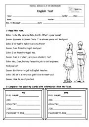 English Worksheet: english test