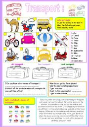 English Worksheet: TRANSPORT