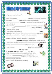 English Worksheet: Avatar - James Cameron Mixed Grammar