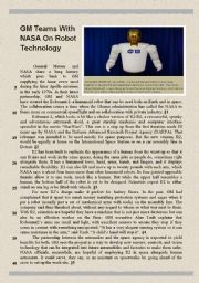 English Worksheet: GM teams with NASA on robot technology (version 2 of 