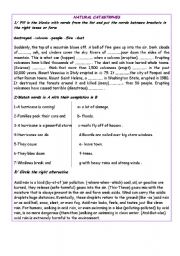 English Worksheet: NATURAL CATASTROPHES