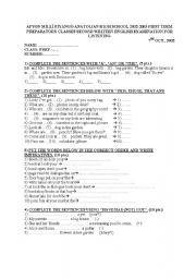 English Worksheet: elementary exam1