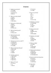 English Worksheet: 34 questions