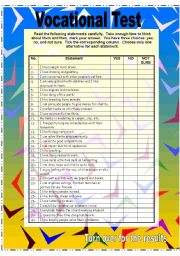 Vocational Test - 2 pages