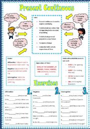 English Worksheet: Present Continuous tense -Grammar guide- 2 PAGES exercises - II