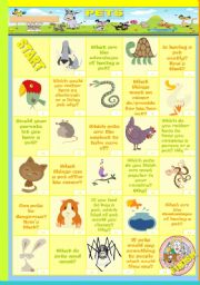 English Worksheet: pets boardgame (speaking)