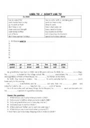 English Worksheet: used to