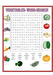 English Worksheet: VEGETABLES WORD-SEARCH