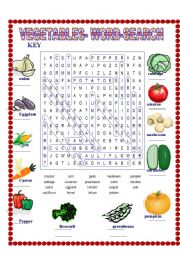VEGETABLES WORD-SEARCH KEY