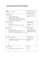 English Worksheet: Lesson Plan 