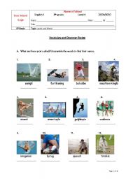 English Worksheet: Review for test - 