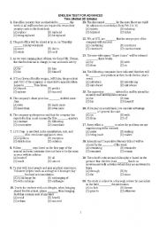 English Worksheet: PRE-TEST FOR ADVANCED