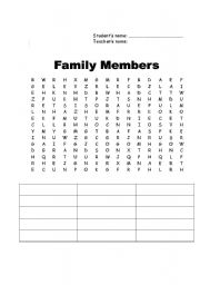 English worksheet: family members