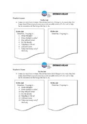 English worksheet: List in the future