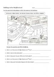 English Worksheet: Buildings in our Neighborhood