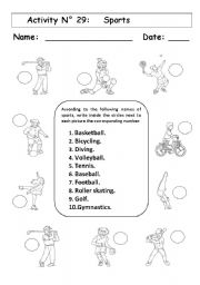 English Worksheet: SPORTS