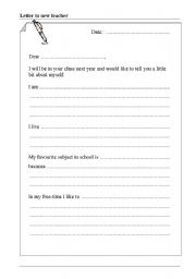 English worksheet: Letter to new teacher