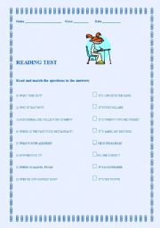 English worksheet: reading test 