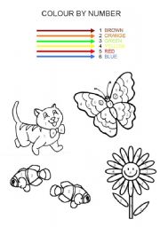 English Worksheet: Colour by number