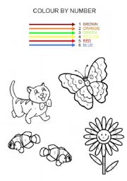 English worksheet: Colour by number