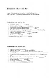 English Worksheet: since and for