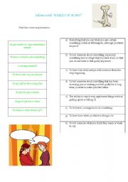 English Worksheet: Idioms with parts of body