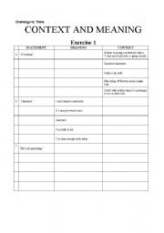 English Worksheet: context and meaning