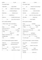 English Worksheet: Present simple or present continuous