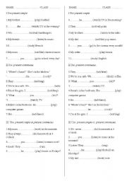 English Worksheet: Present simple or present continuous