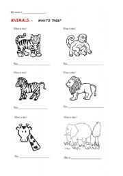 English worksheet: Zoo Animals 