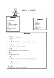 English Worksheet: Apple pie recipe