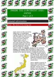 English Worksheet: Inside the continent Asia - Japan (Part 1 of 2) (8 pages)