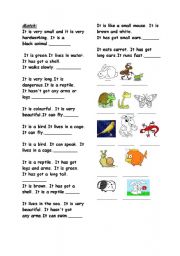 English worksheet: Animals worksheet