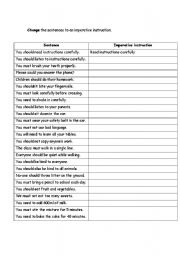 English Worksheet: Imperative Verbs