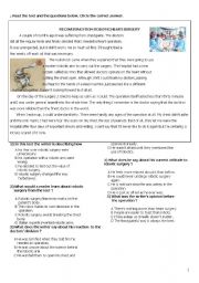 English Worksheet: reading: RECOVERING FROM ROBOTIC HEART SURGERY