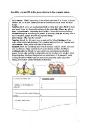 English Worksheet: reading about school