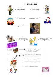 English Worksheet: s possessive 