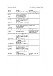 English worksheet: Vocabulary (Headway 099)