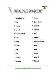 English Worksheet: Match the opposites