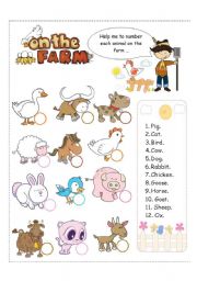 English Worksheet: on the farm