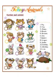 English Worksheet: animals