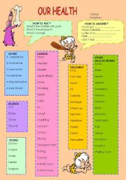 English Worksheet: our health